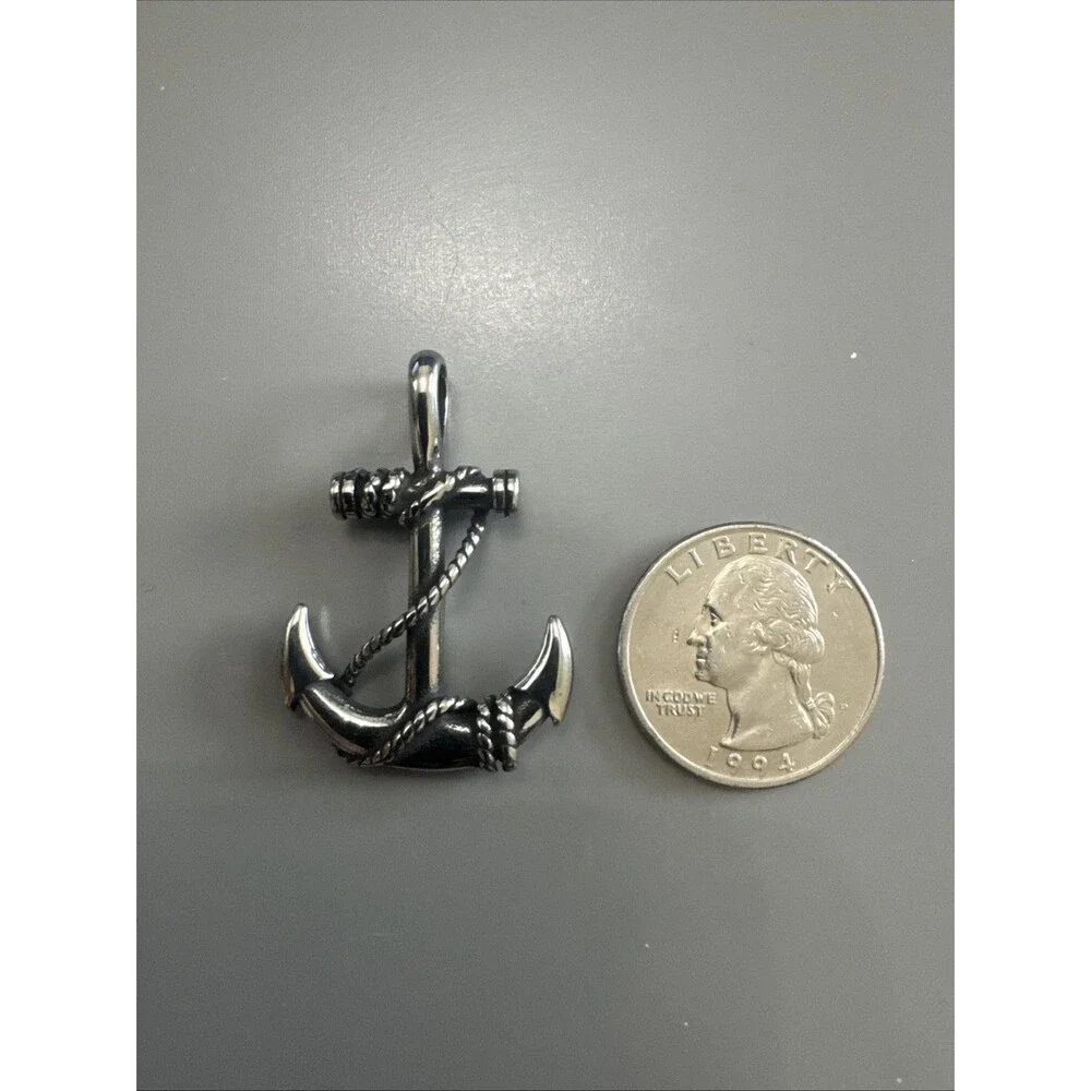 Men's Silver Stainless Steel Nautical Anchor 45mm Charm Pendant Chain Ocean Sea